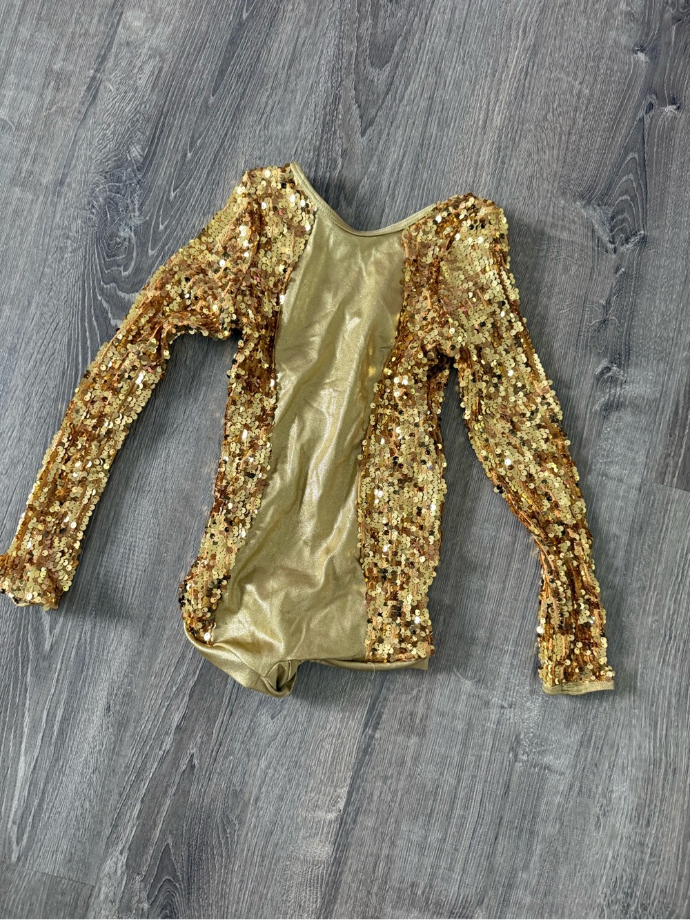 balera Gold Sequin Long-Sleeve Kids Leotard